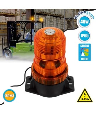 GloboStar® 85195 PRO Series Φάρος Ασφαλείας για Περονοφόρα - Κλαρκ - Αυτοκίνητα & Φορτηγά STROBE LED SMD 5730 40W DC 10-110V Αδιάβροχος IP65 Πορτοκαλί